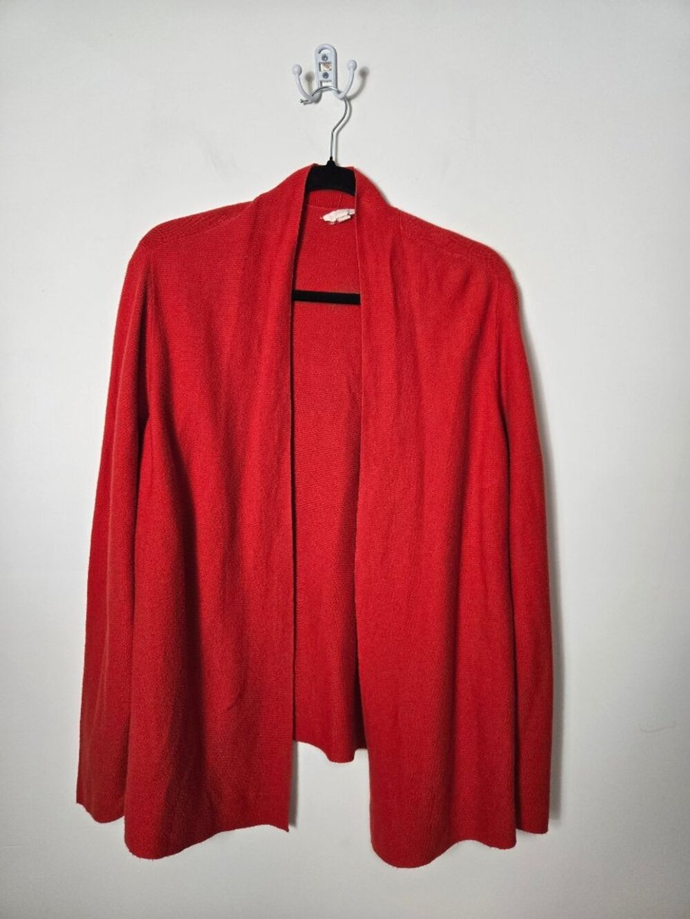 Eileen Fisher 100% Organic Cotton Red Open Front Sweater Size XL Women's